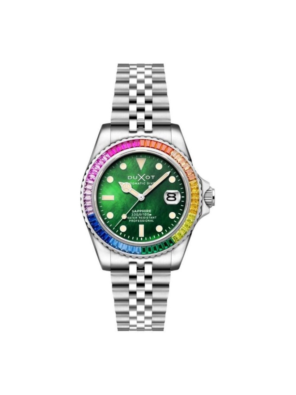 NWT Duxot Atlantica 40 Rainbow Automatic Green Dial Men's Watch
